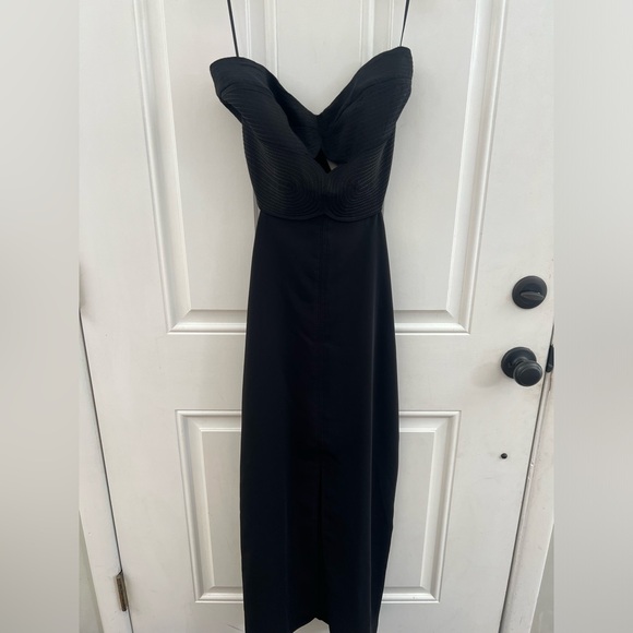 Johanna Ortiz Sexy Strapless Black Evening Gown - Picture 2 of 10